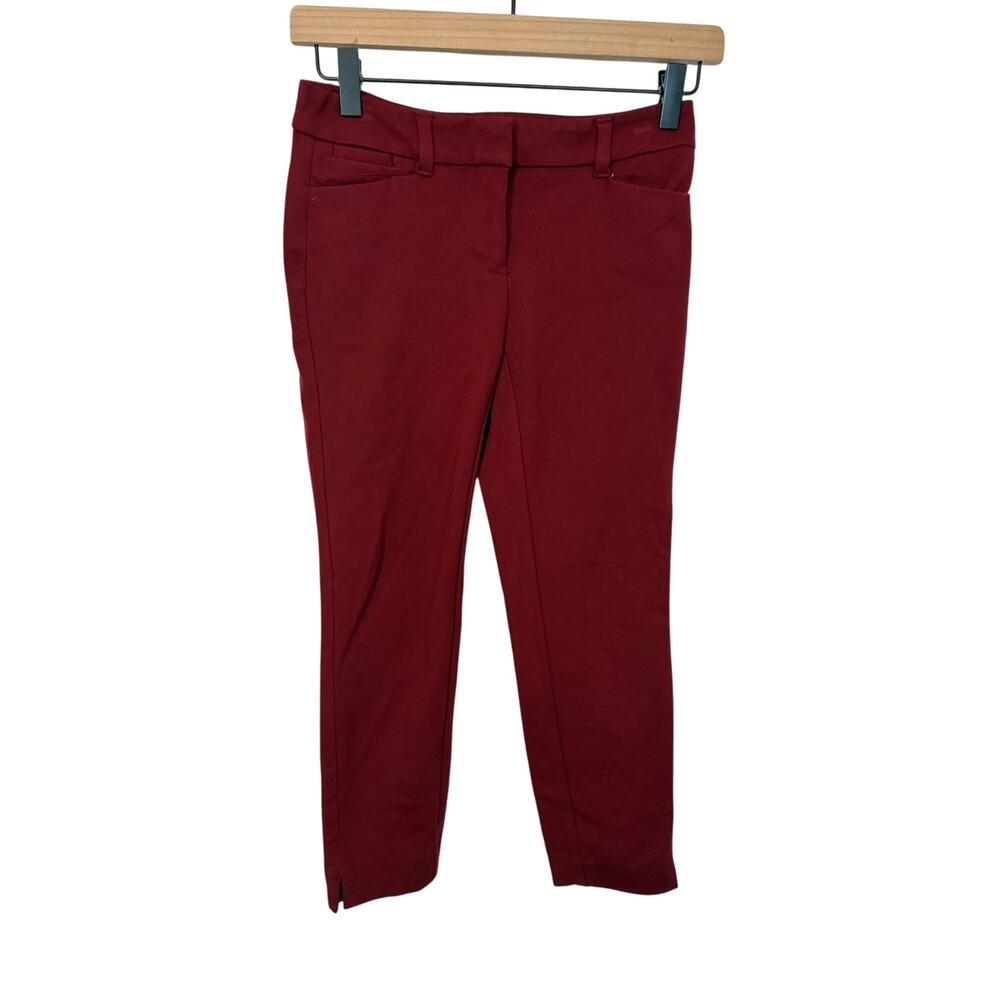 White House Black Market The Slim Ankle Career Dress Pants Burgundy Preppy 00P
